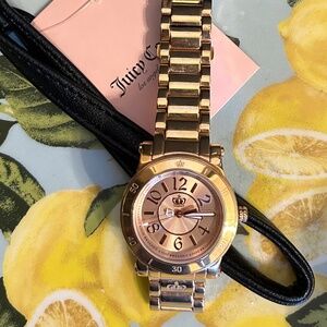 Juicy Couture Black Wallet & Juicy Goldtone Watch